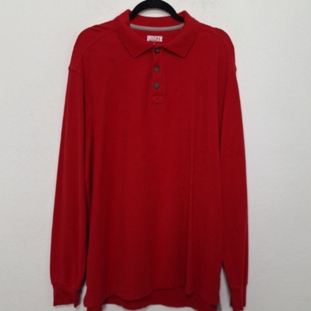 Duluth Trading Co. Men’s Red Careerwear Preppy Long Sleeve Polo Shirt Size L